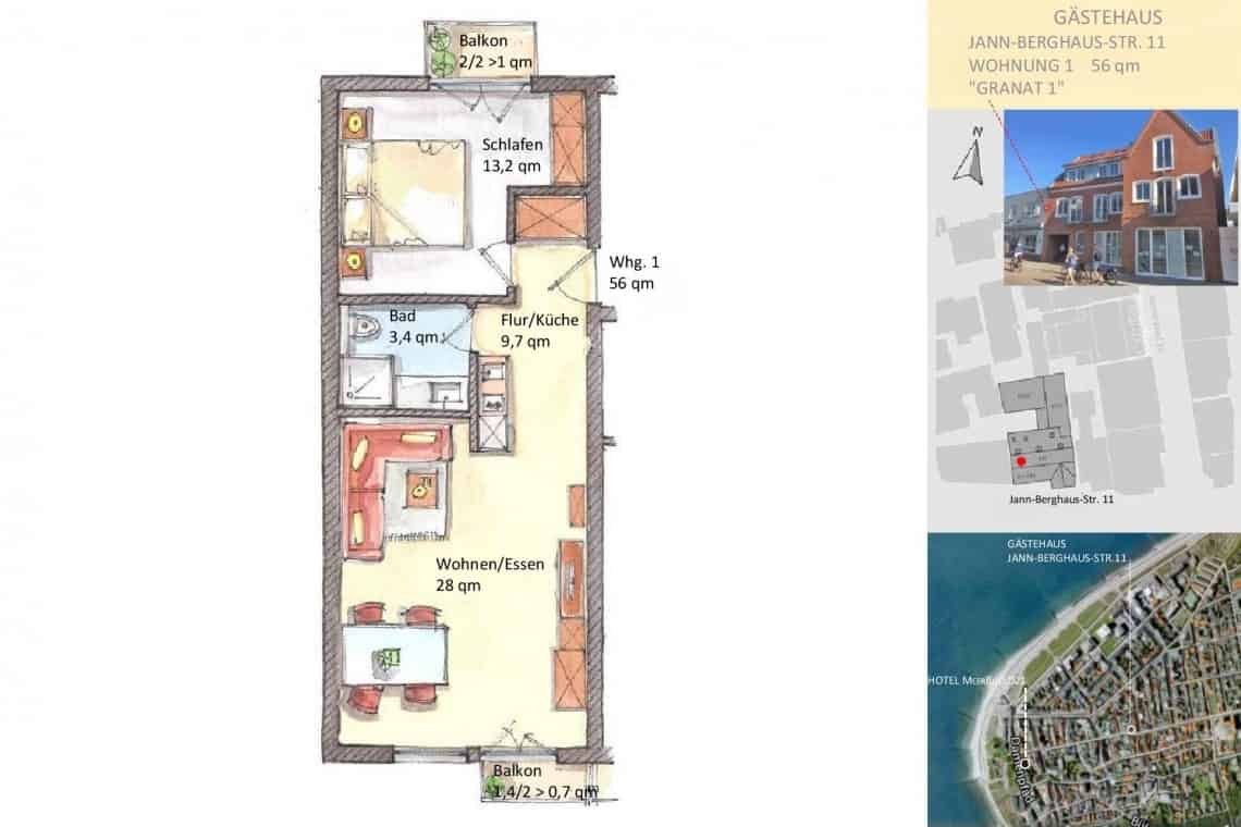 Grundriss Granat 1 Gästehaus