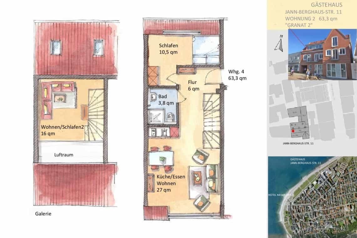 Grundriss Granat 2 mit Galerie Gästehaus