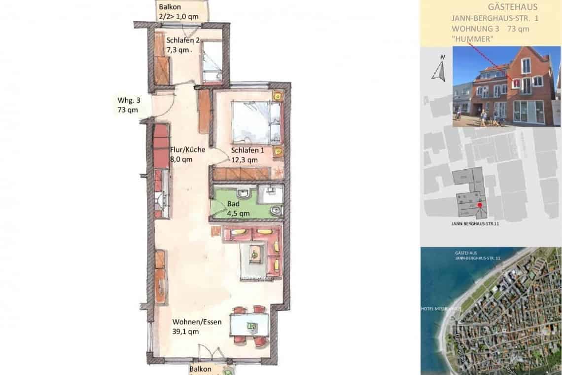 Grundriss Hummer 1 Gästehaus