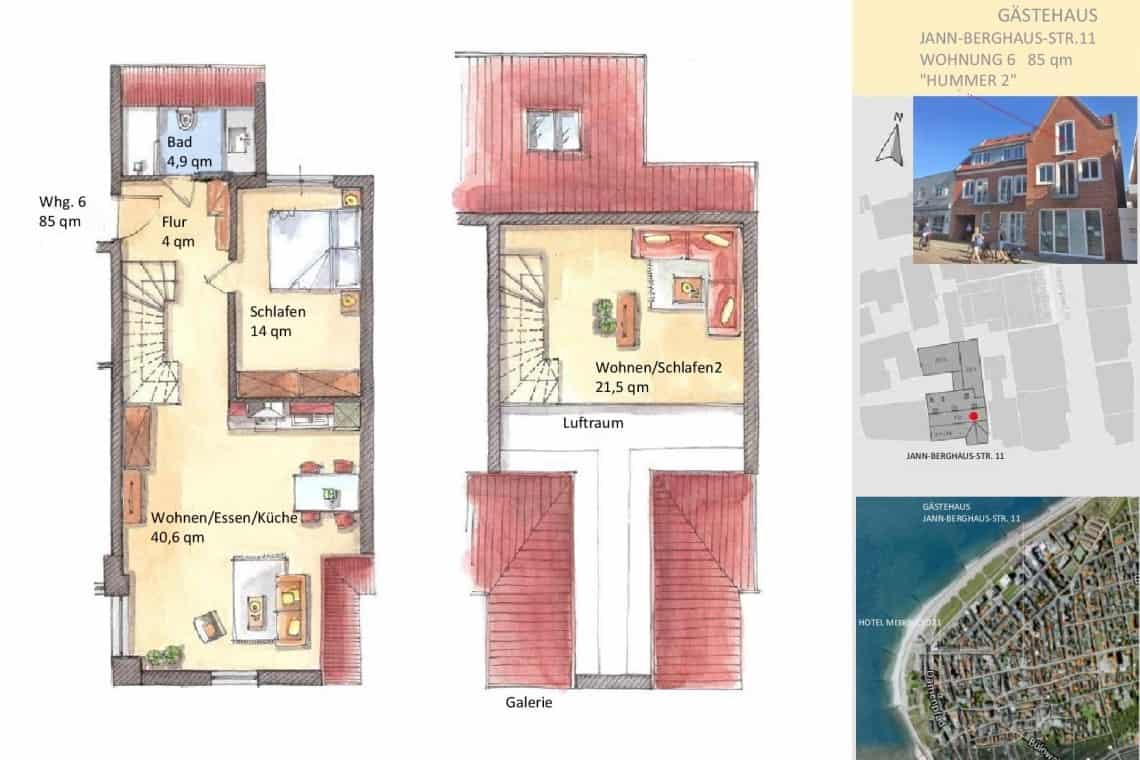 Grundriss Hummer 2 mit Gallerie Gästehaus